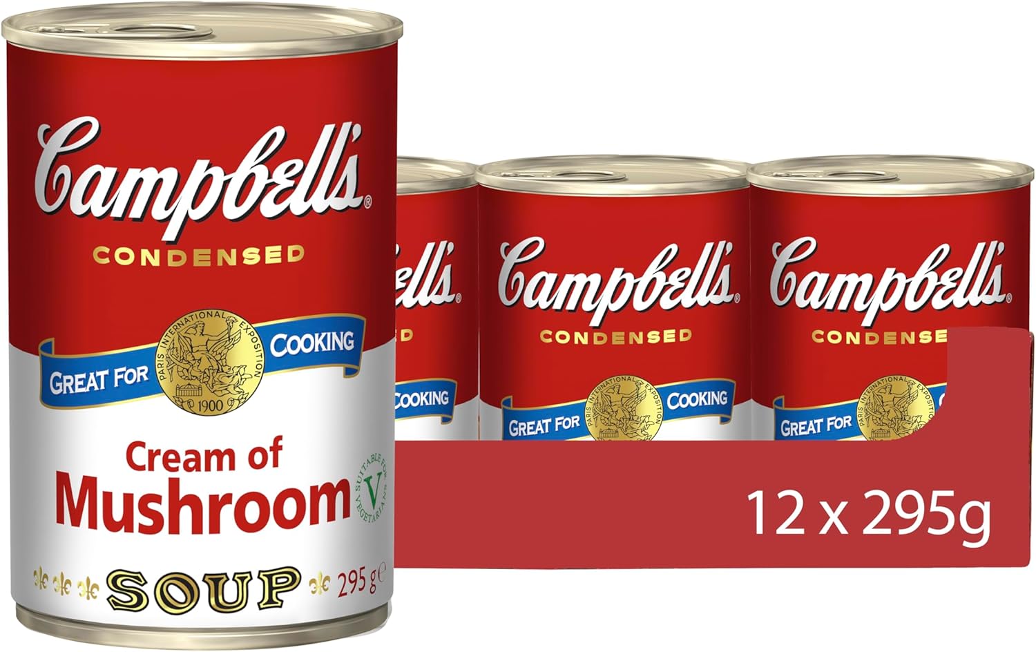 Campbells Condensed Soup, Cream of Mushroom Soup, Tinned, 12 Pack