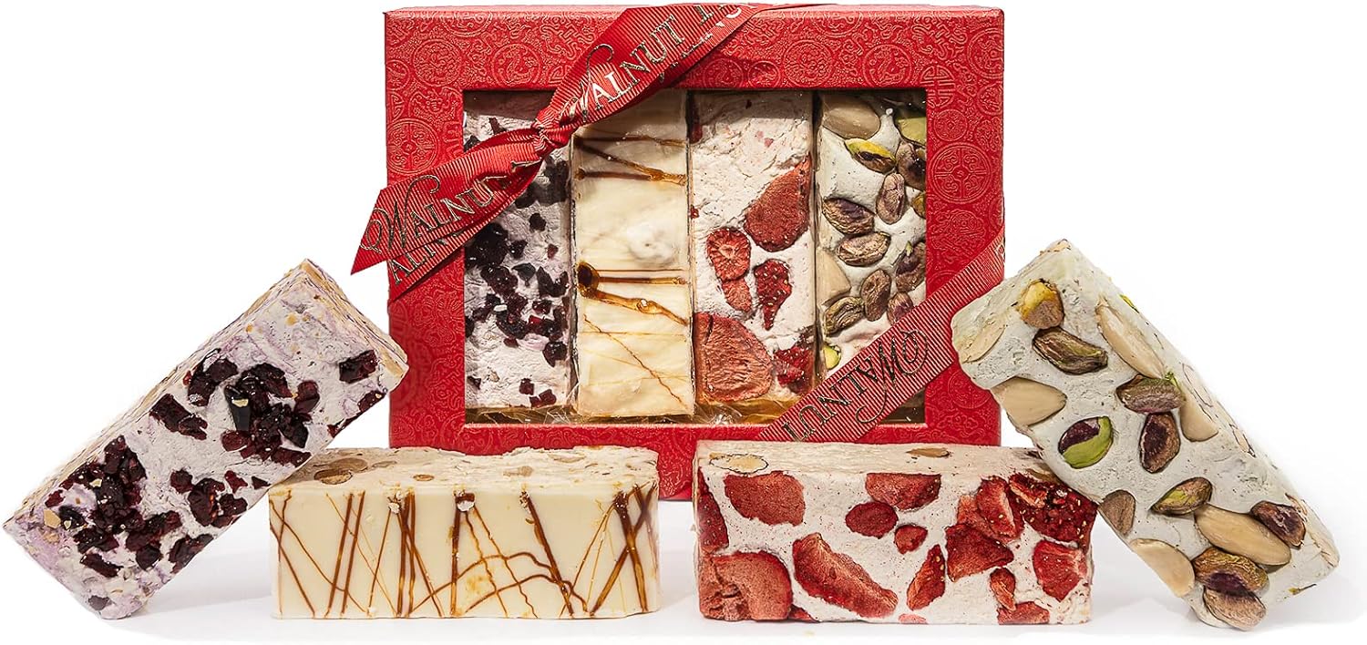 Walnut Tree – Honeyed Nougat Gift Box with Four Individually Wrapped Bars – Hand-Packed – Great Taste Award Winner – Suitable for Vegetarian and Gluten Free Diets – Luxury Gift Selection – 200g