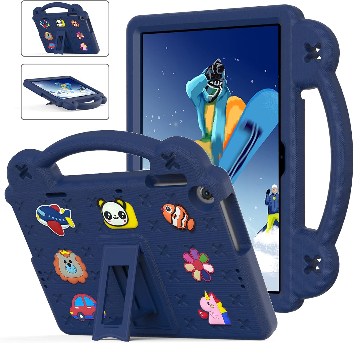 Tablet Case For Huawei Matepad T10S 10.1/T10 9.7/Enjoy Tablet 2 10.1, Kids Friendly DIY Cartton Doll with Kickstand Lightweight EVA Silicone Shockproof Cover Navy Blue