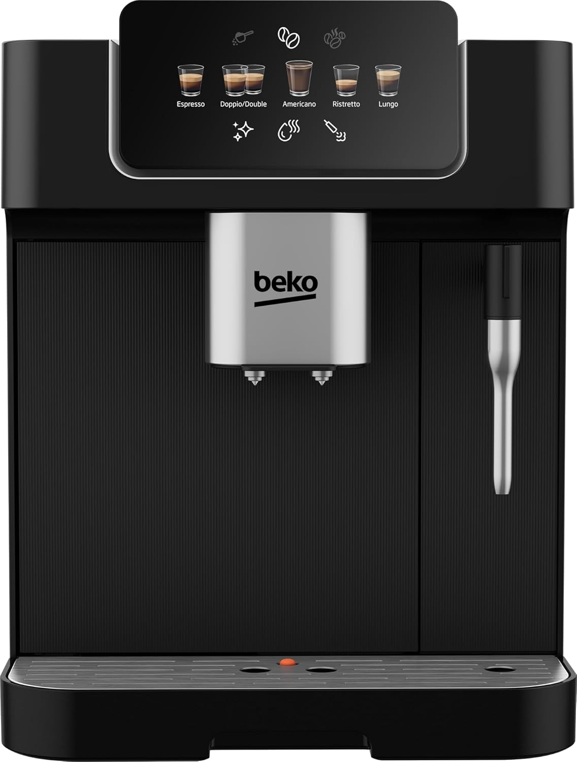 Beko CaffeExperto Bean to Cup Coffee Espresso Machine CEG7302B | Black | Colour Touch Screen Display | 2L Capacity |19 Bar Pressure | 2 Coffee Nozzles & Milk Frother