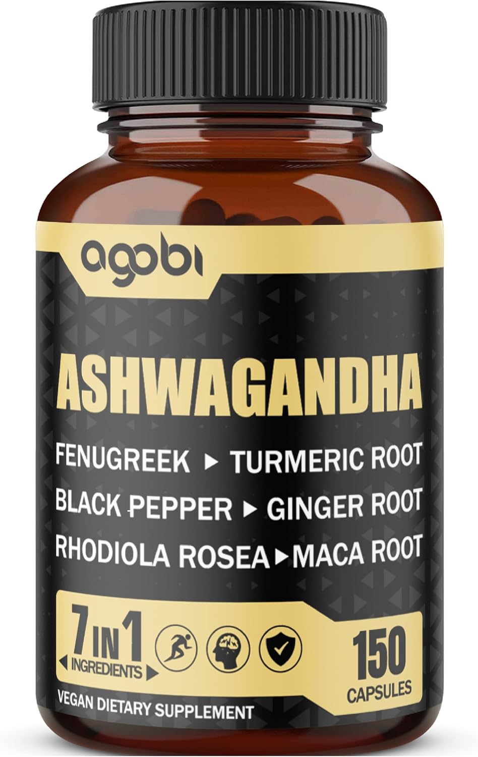 Ashwagandha Extract Capsules 7 Herbal Ingredients 8050 mg - Blended Fenugreek, Maca, Turmeric, Rhodiola, Ginger & Black Pepper - Sleep, Spirit, Immune & Energy Support - 5-Month Supply