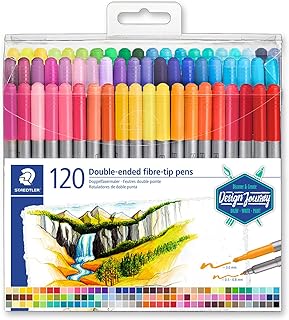 Staedtler Double-Ended Fiber-Tip Pens, Washable Ink, Fine & Bold Writing and Coloring Tips, 120 Assorted Colors, 3200 TB120, Multicoloured (3200 TB120ST)