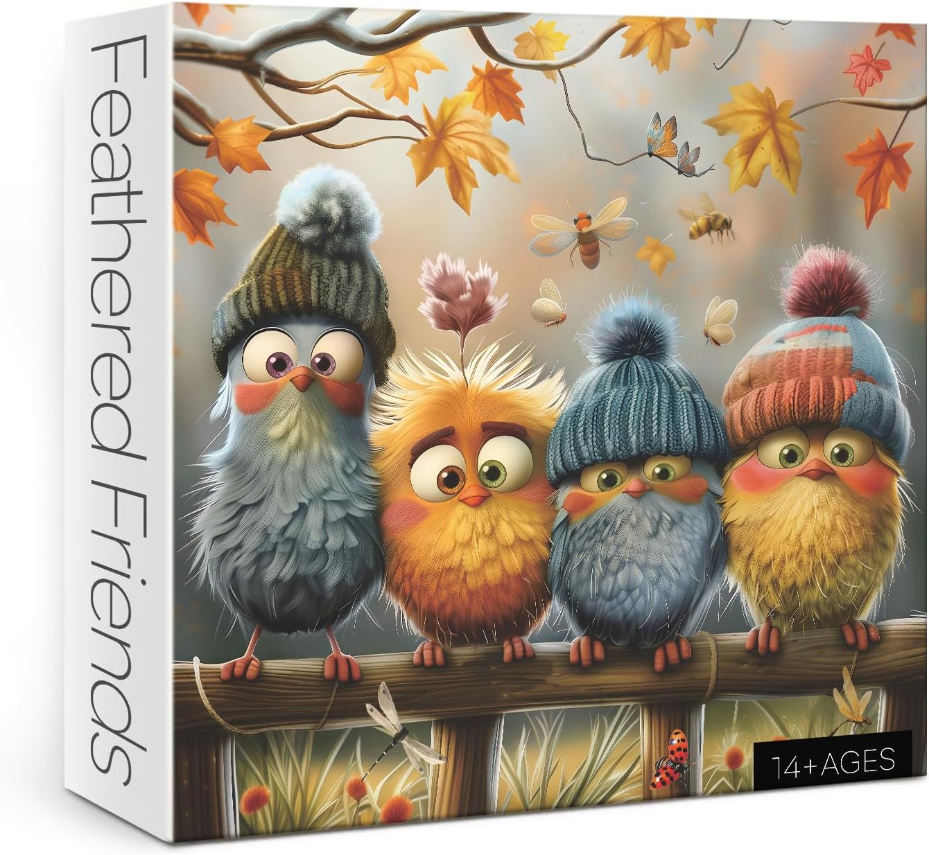 Autumn Bird Puzzles for Adults 1000 Piece Nature, Pretty Fall Landscape Art Jigsaw Puzzles Plant, Butterfly Dragonfly Warm Puzzle