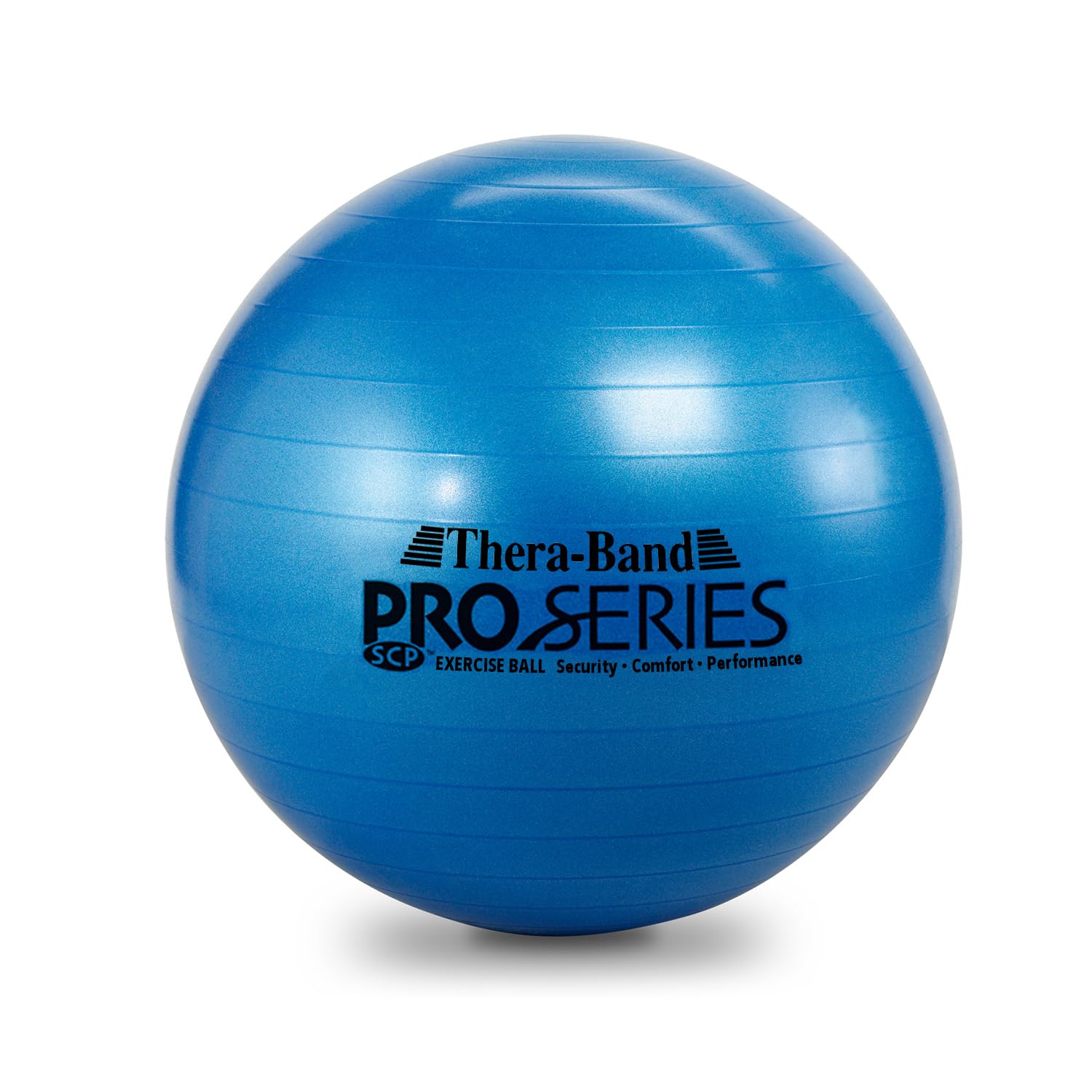 THERABAND Exercise Ball, Professional Series Stability Ball with 75 cm Diameter for Athletes 6'2" to 6'8" Tall, Slow Deflate Fitness Ball for Improved Posture, Balance, Yoga, Pilates, Core, Blue