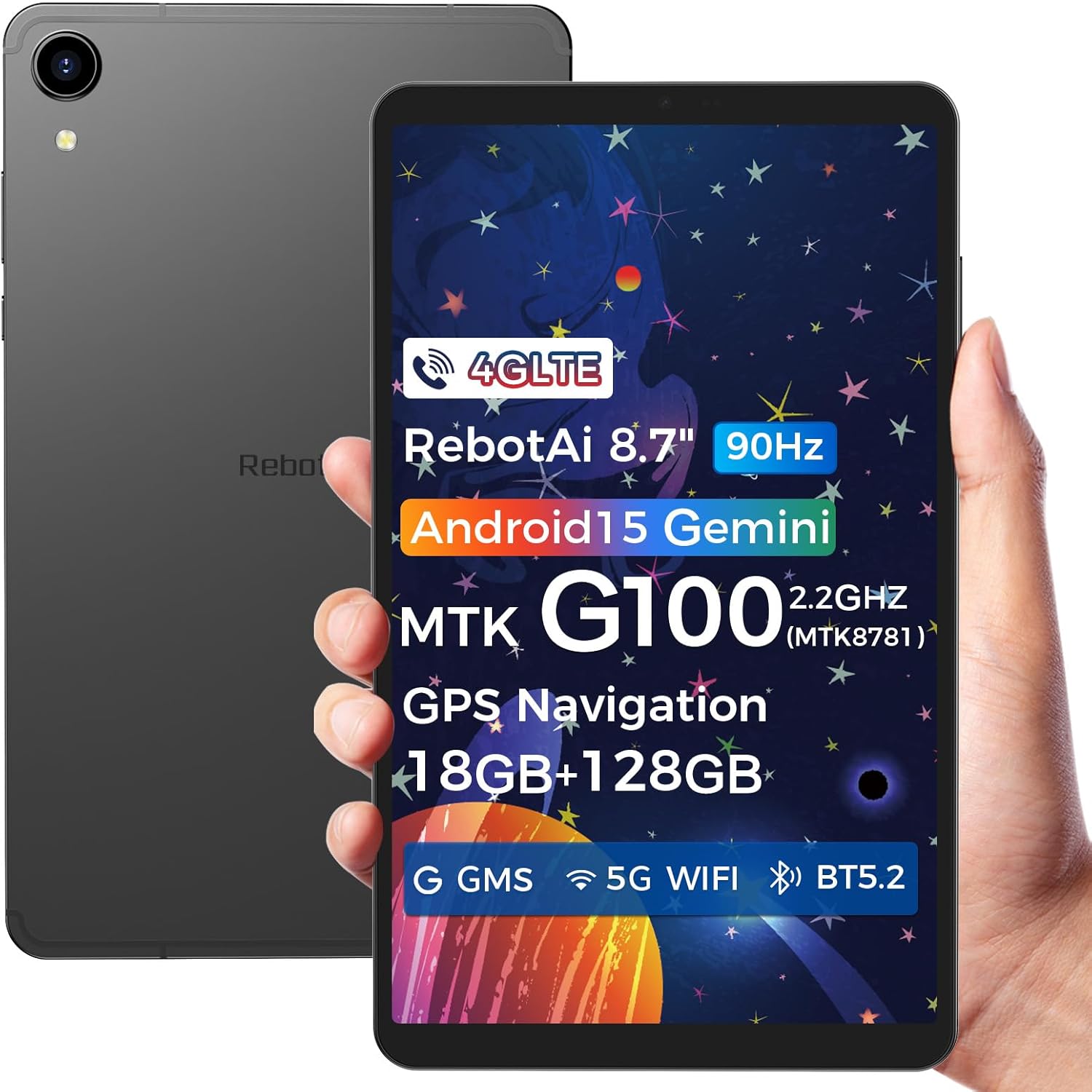 Tablet 8.7 inch Android 15 Tablet with Gemini AI, 18GB (6GB+12GB) RAM+128GB ROM, 1340 * 800 HD|Widevine L1|5G WiFi|90Hz IPS Screen|5000 mAh|5MP+13MP Camera