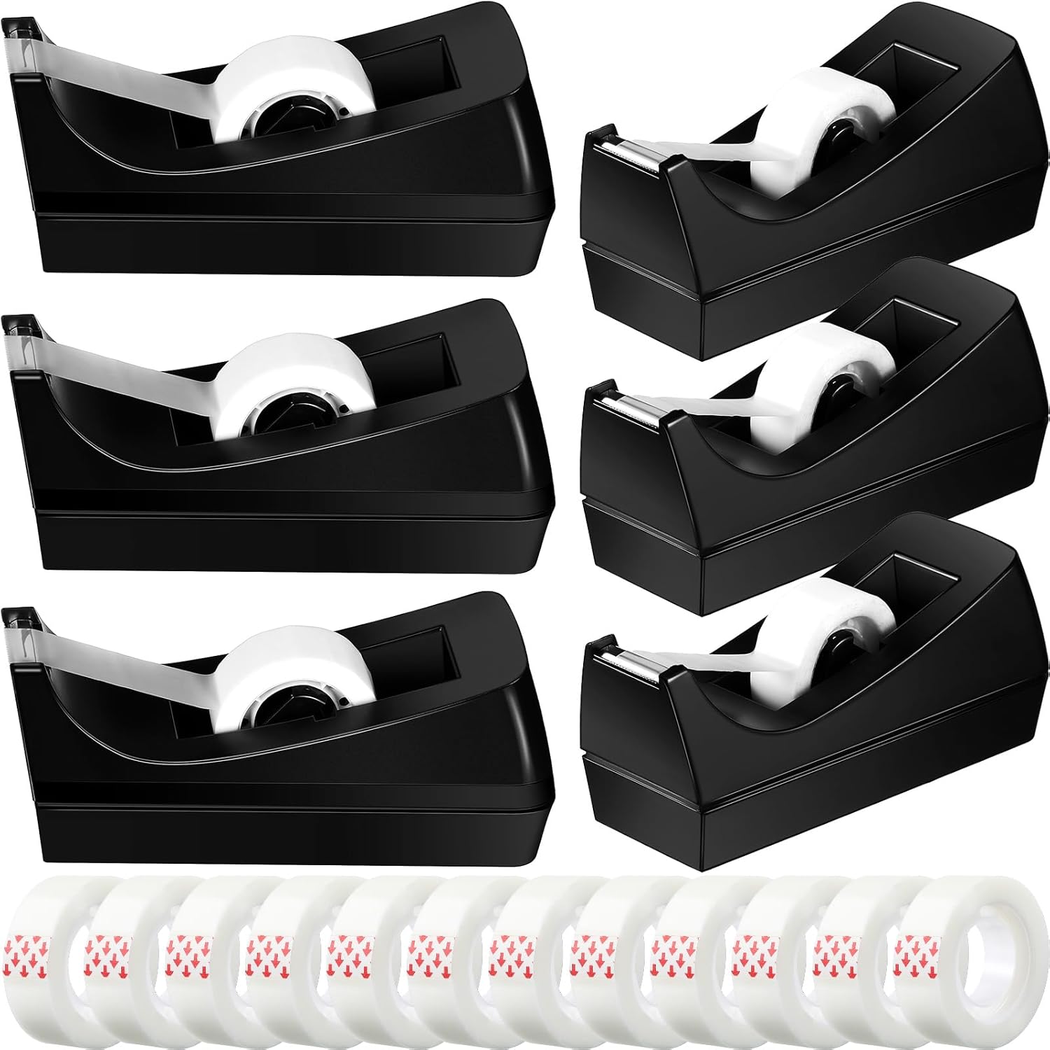Yahenda 6 Pack Desktop Tape Dispenser Non Skid Base Tape Dispensers Invisible Tape with Dispenser 0.7 x 985 Inches Tape Refills for Dispenser Desk Tape Dispenser for Office Home School