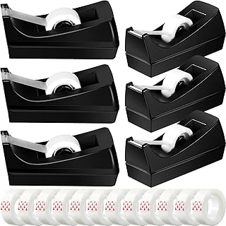 Yahenda 6 Pack Desktop Tape Dispenser Non Skid Base Tape Dispensers Invisible Tape with Dispenser 0.7 x 985 Inches Tape Refills for Dispenser Desk Tape Dispenser for Office Home School