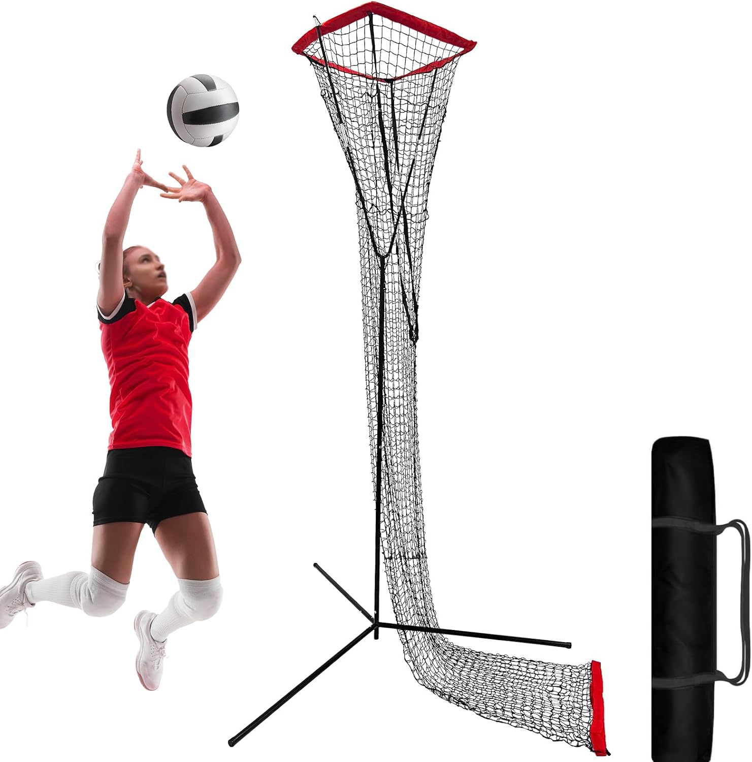 Volleyball Setter Trainer Net, Adjustable Height Volleyball Setter Training Equipment Great for Indoor and Outdoor Practice, Volleyball Rebounder Ideal for Serving, Spiking, Setting