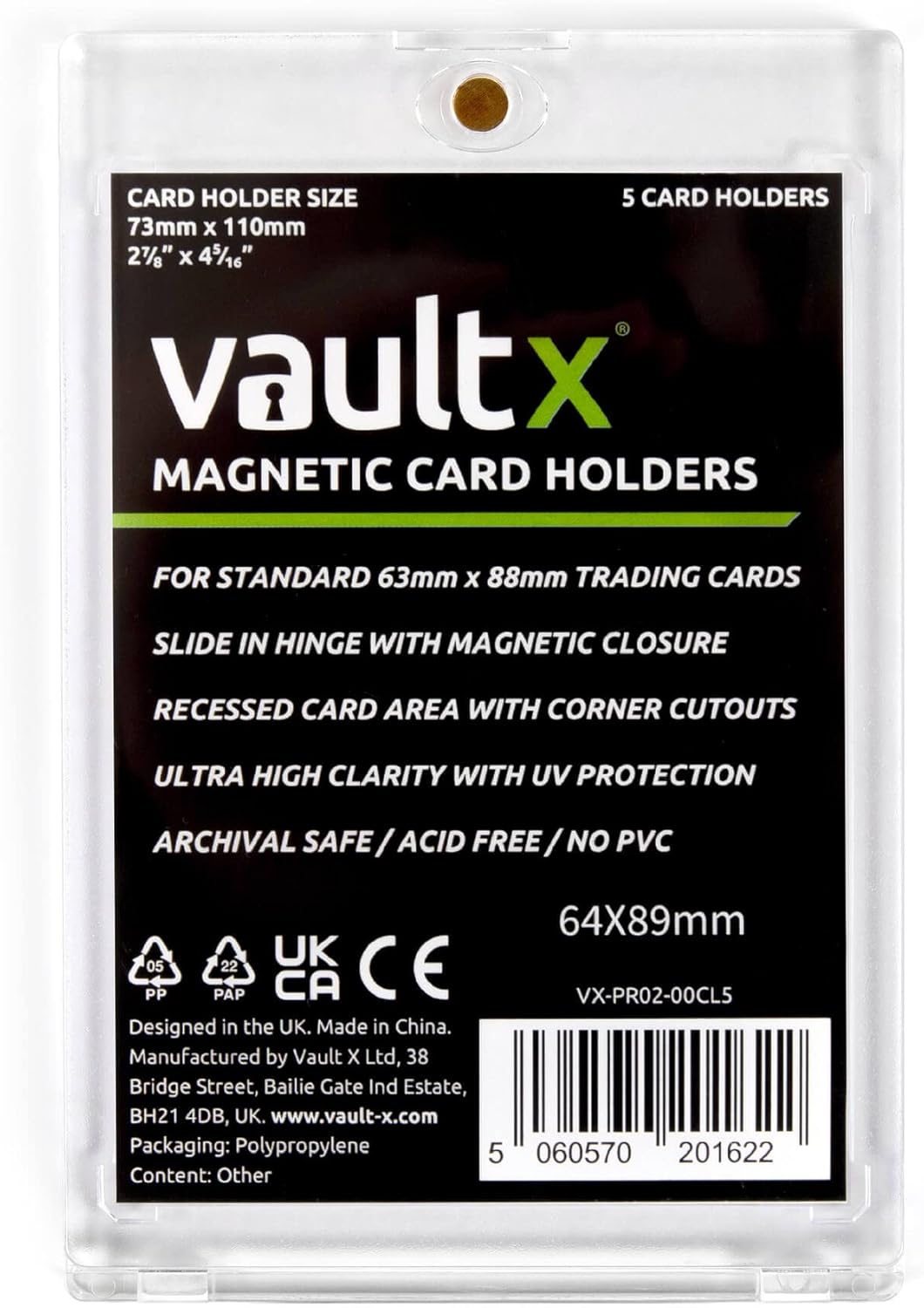 Vault X Magnetic Card Holders 35pt for Trading Cards, One Touch Hard Cases with UV Protection, Clear Display for Collectible Card Games, Sports, TCG (5 Pack)