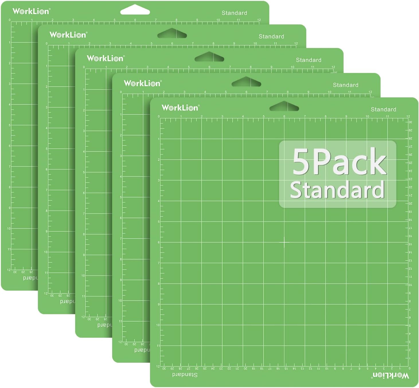 WORKLION Cutting Mat StandardGrip for Cricut: (12x12 Inch, 5 Mats) Explore One/Air/Air 2/Maker Standard Adhesive Sticky Non-Slip Durable Craft Mat - Replacement Accessories