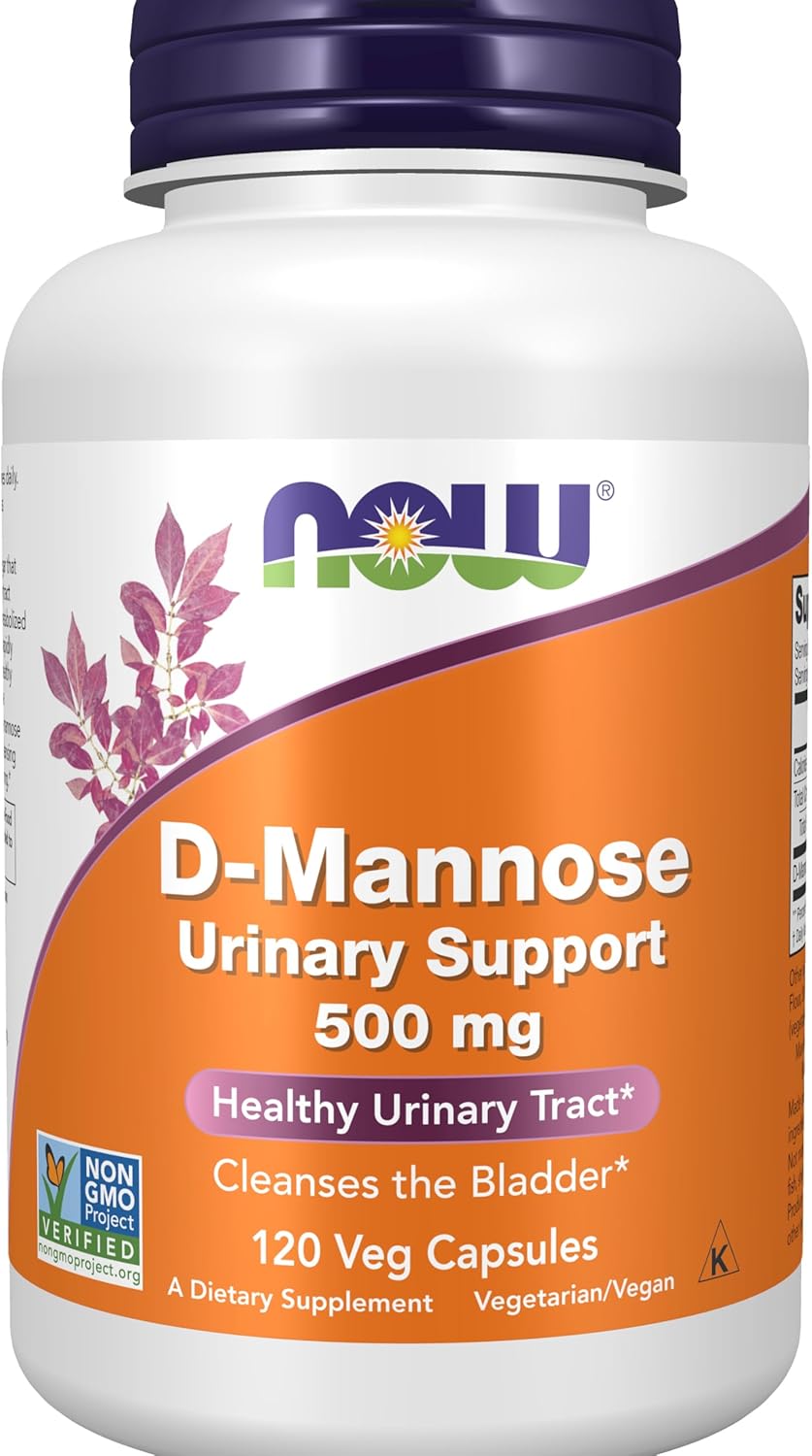 NOW Foods Supplements, D-Mannose 500 mg, Non-GMO Project Verified, Healthy Urinary Tract*, 120 Veg Capsules