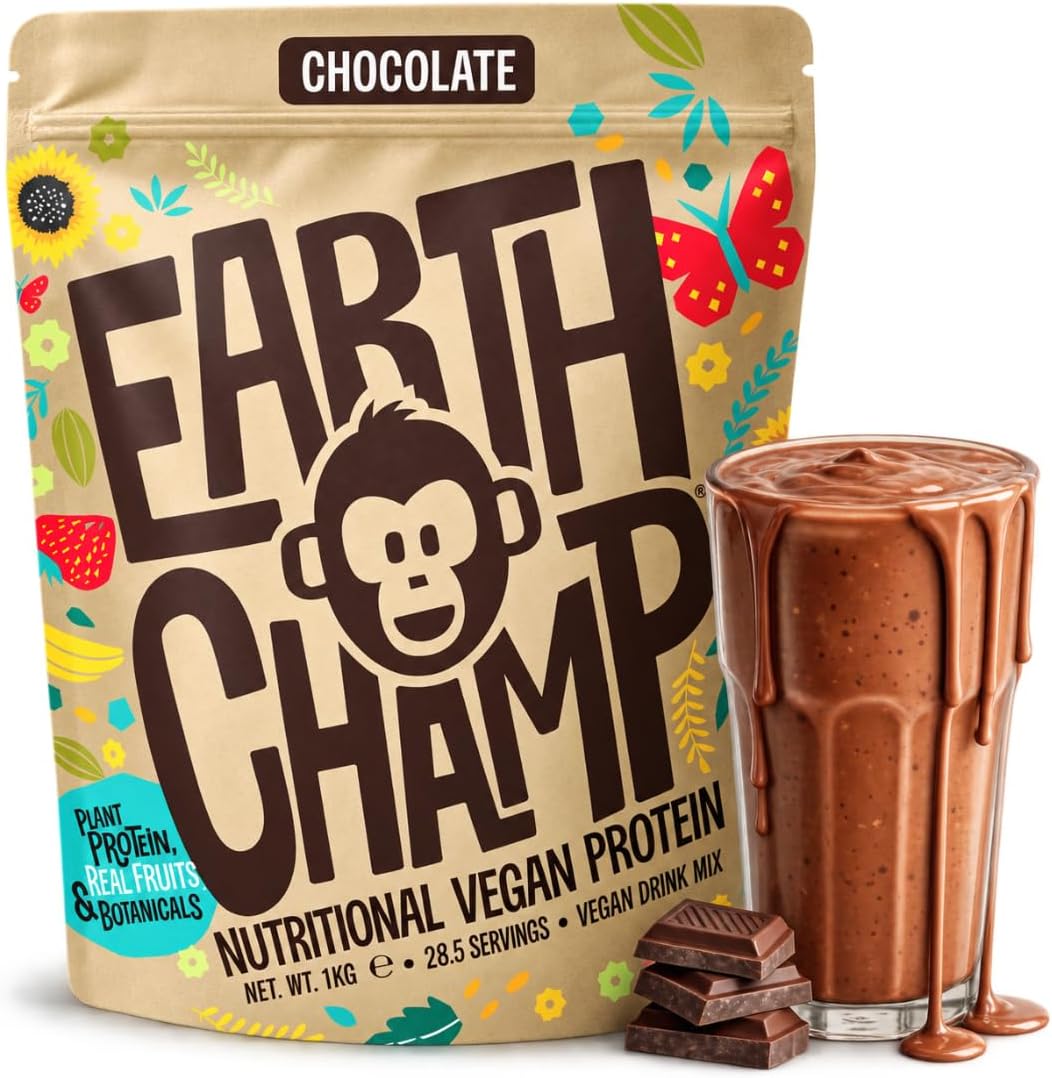 EarthChamp Vegan Protein Powder Chocolate 1kg Plant Based, High Protein