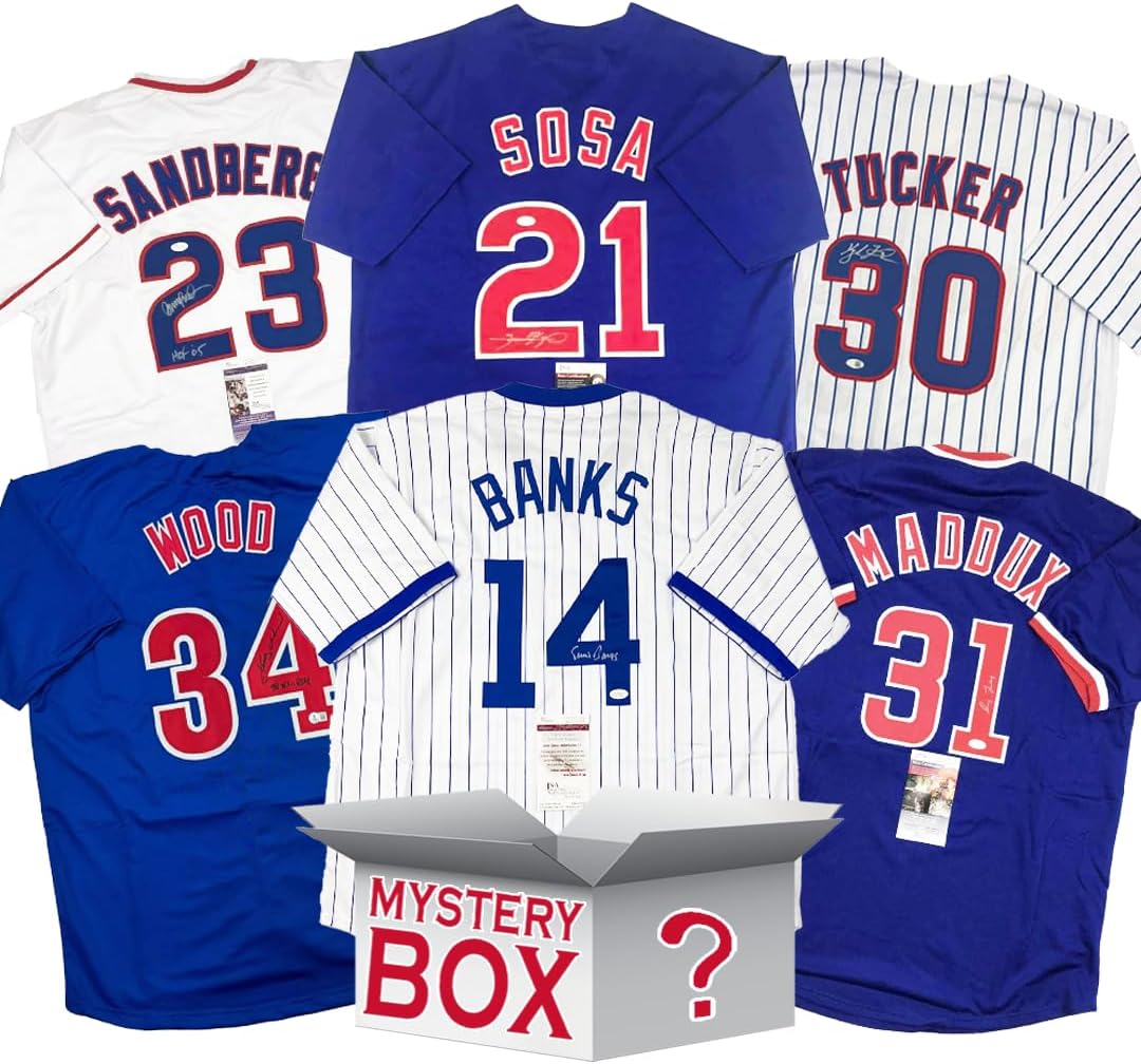 Autographed/Signed Chicago Baseball Jersey Mystery Box with PSA JSA or Beckett COA