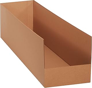 Aviditi Warehouse Rack Corrugated Cardboard Bins, 10"x 42"x 10", Kraft, Pack of 10, For Warehouse, Garage and Home Organization