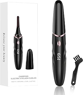 Heated Eyelash Curler Rechargeable Electric Eye Lash Curlers 8 Seconds Heat Up 4 Temp Settings, LED Display（Black）