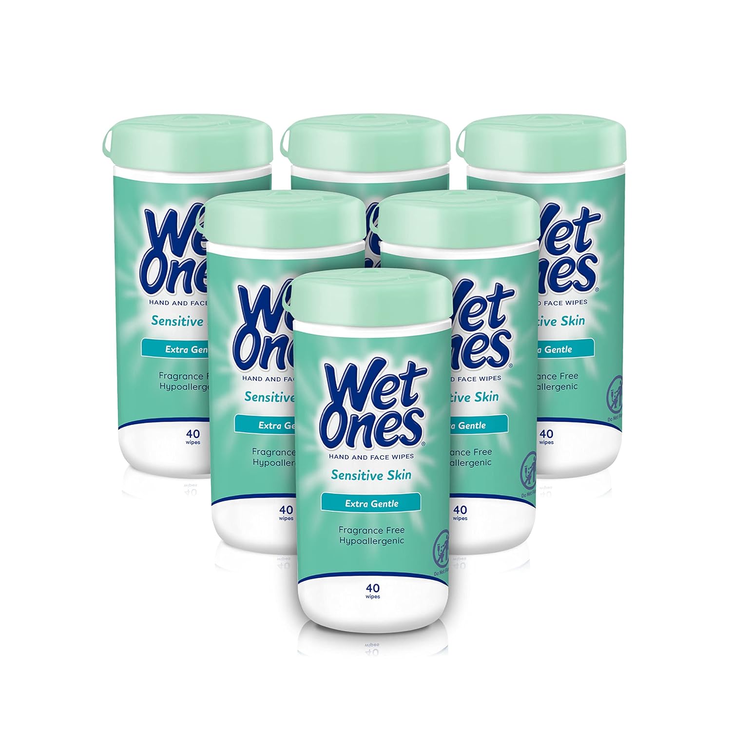 Wet Ones Hand and Face Wipes, Sensitive Skin Wipes | Unscented Wipes, Hand and Face Wipes Sensitive Skin, Wet Ones Sensitive Skin Wipes, 40 ct. Canister (6 pack)