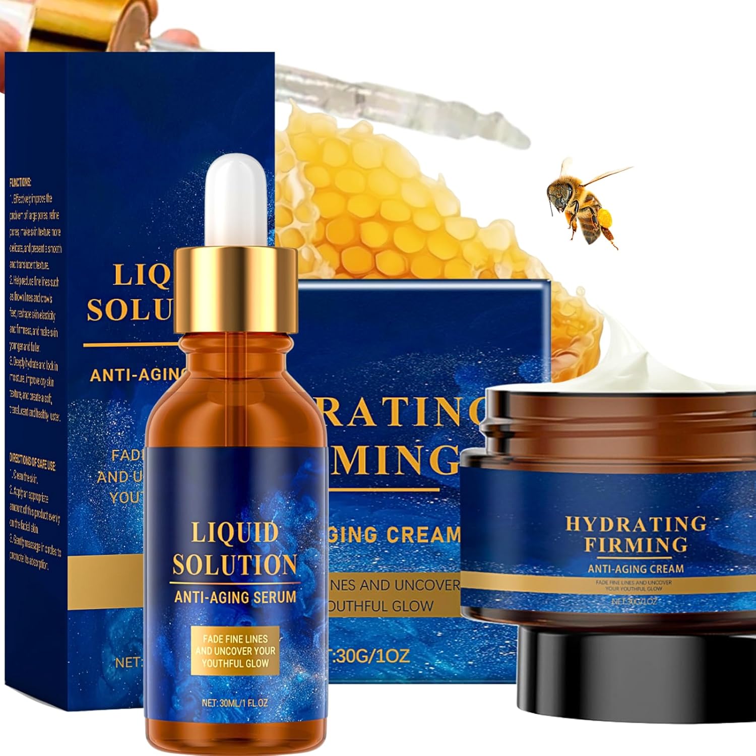 Ola-vita Liquid Solution Skin Care Set - OlavitaLiquid Bo-tox Serum & Anti Wrinkle Face Cream - Liquid Wrinkle Anti Aging Serum, Collagen Booster for Fine Lines, Radiance, Visible Lift in 7 Days