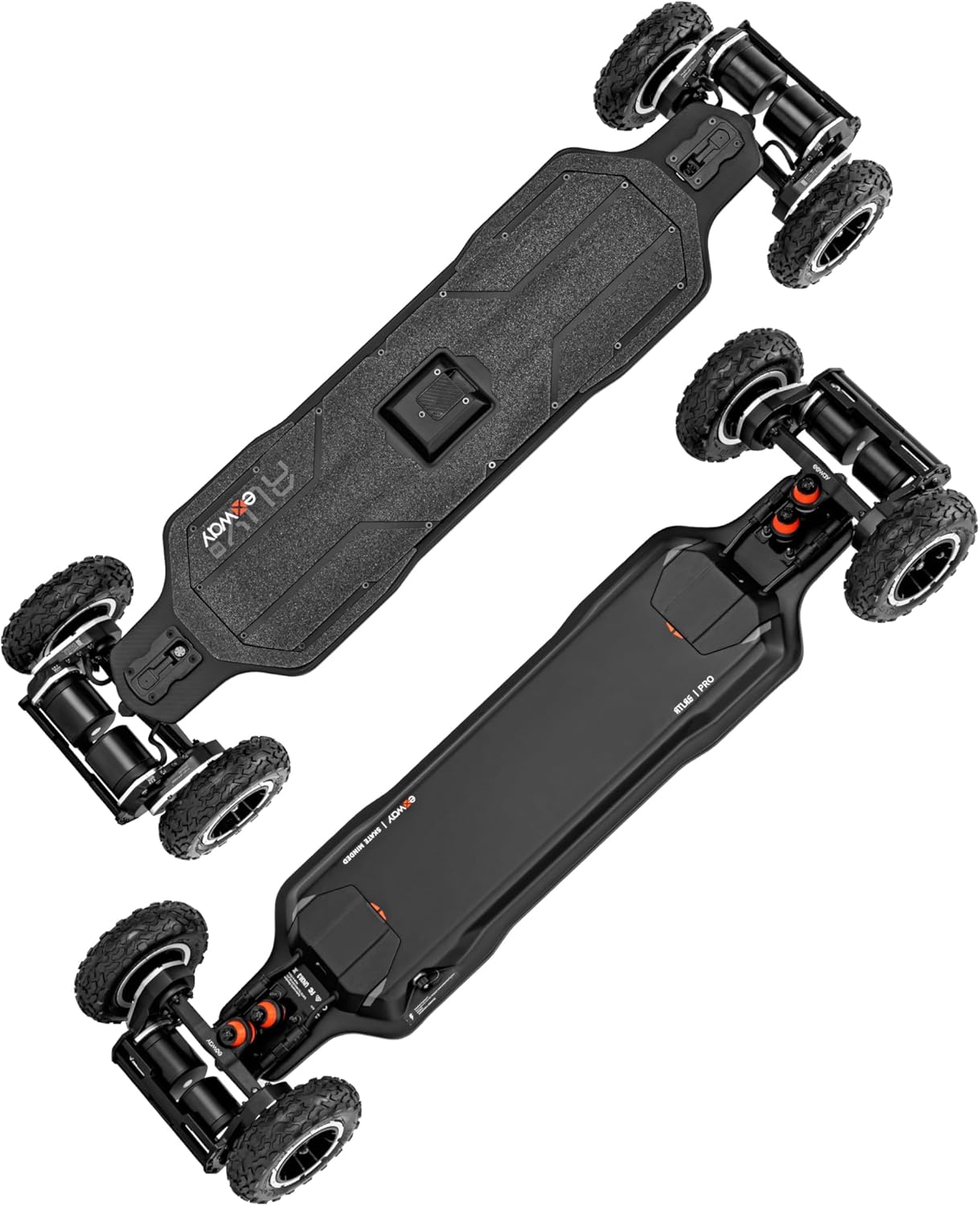 Exway Atlas/Atlas Pro All-Terrain Off Road Electric Skateboards, Top Speed of 35 Mph, 24 Miles Range Mountain Board, Optional AUXPack Battery, Professional Electric Longboard for Adults