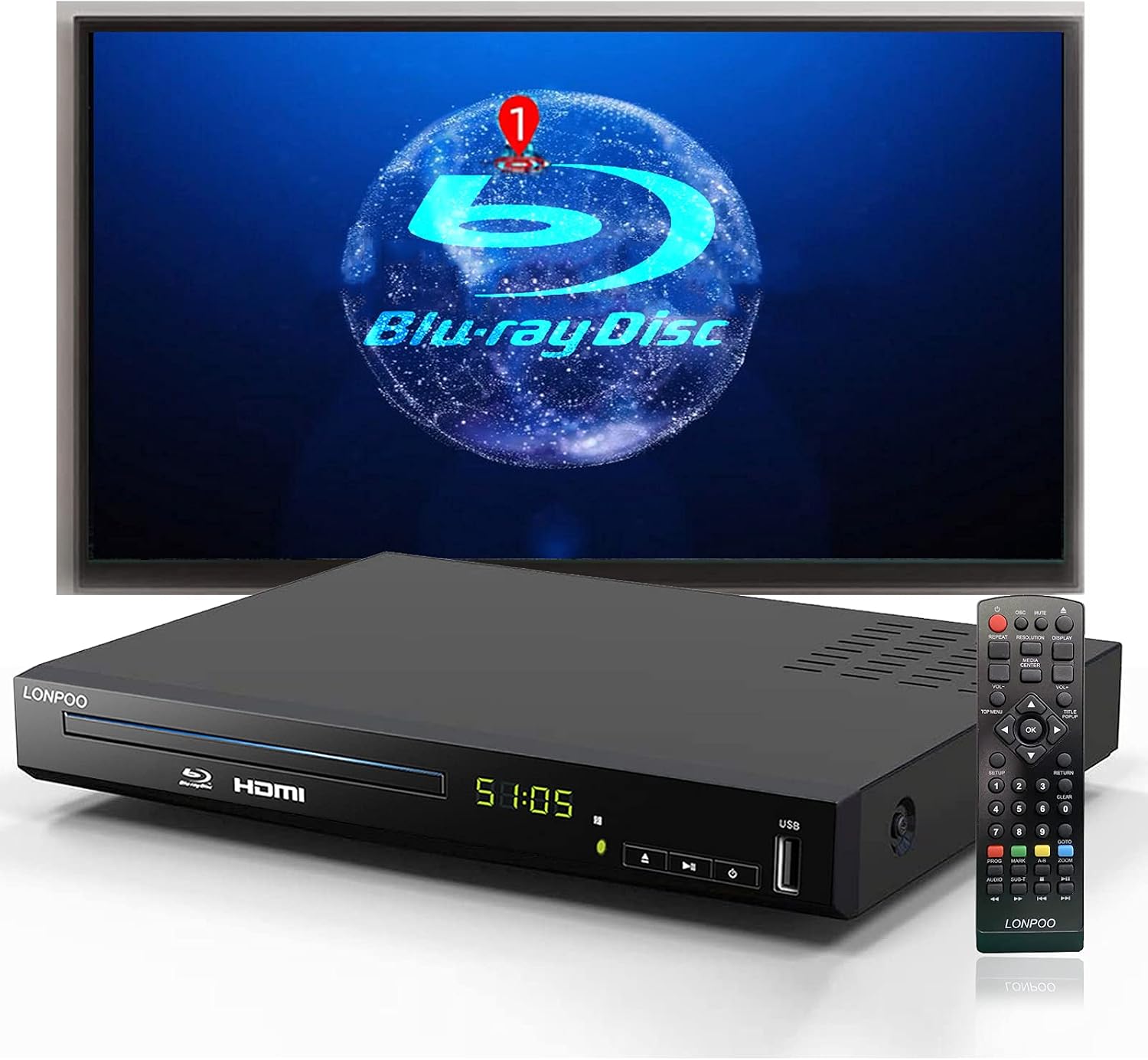 Blu Ray Player for TV,Full HD DVD Player HDMI with Dolby Digital TrueHD/DTS