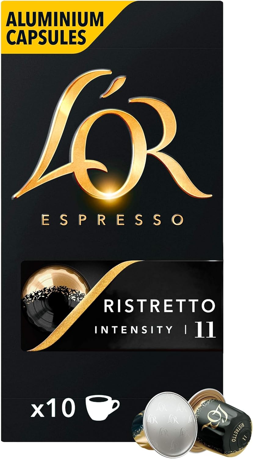 L'OR Espresso Ristretto Coffee Pods x10 Intensity 11 (Pack of 10, Total 100 Capsules)