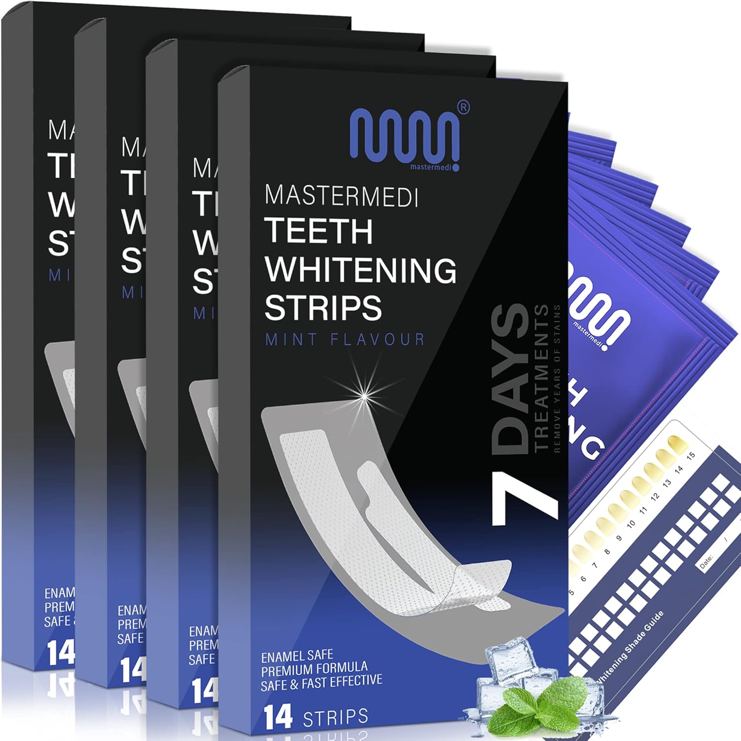 MasterMedi Teeth Whitening Strips, Non-Sensitive White Strip for Teeth Whitening, 28 Treatments, 28 Count, Effective Stain Removal and Whitening