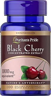 Puritan's Pride Black Cherry Concentrated Extract 250 mg (1000mg equivalent), Dietary Supplement for General Wellness and Healthy Lifestyle*, 50 Day Supply, 100 Easy-To-Swallow Rapid Release Capsules