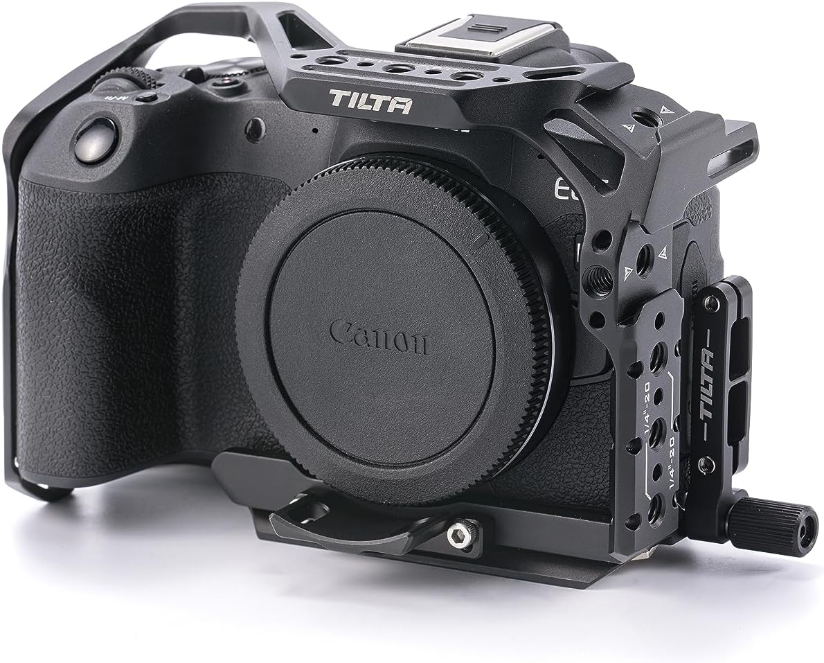 Tilta Full Camera Cage for/Compatible with Canon R8 - Black | Mount Accessories | Cable CLAMP | Protective | Reserved Space | ARCA Ready | TA-T28-FCC-B