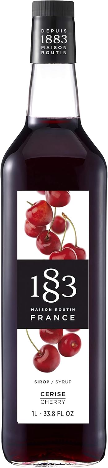 1883 MAISON ROUTIN Premium Cherry Syrup for Cocktails, Mocktails, Iced Tea, Smoothies Glass 1L