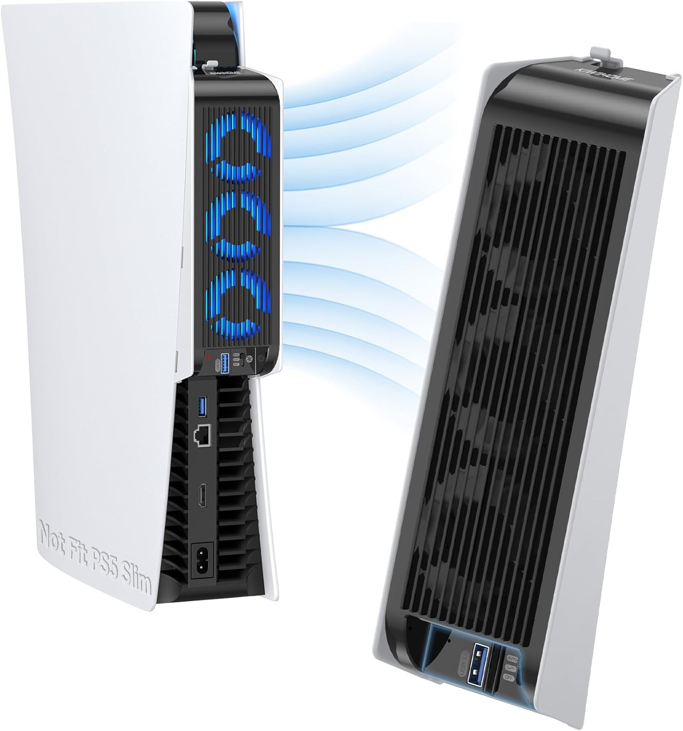 KIWIHOME Cooling Fan for PS5 Accessories, Upgraded Quiet Cooler Fan with Auto Speed, LED & Controller USB Port for PS5 Disc/Digital Edition 2020, Not for PS5 Slim and New PS5 Pro