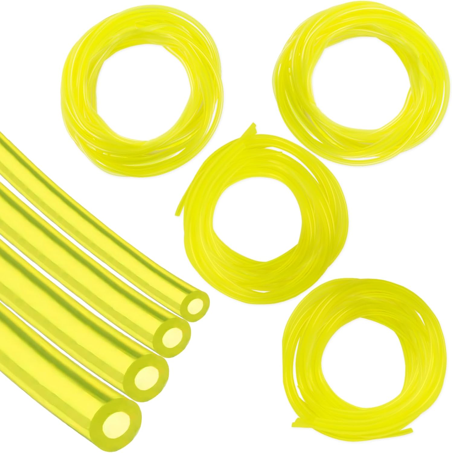 4 Sizes Strimmer Fuel Pipe,Universal Strimmer PartsFuel Line Hose Tube for Poulan Craftman Outdoor Chainsaws, Lawn Mowers, Snow Blowers, Water Pumps and Small Engines-Yellow
