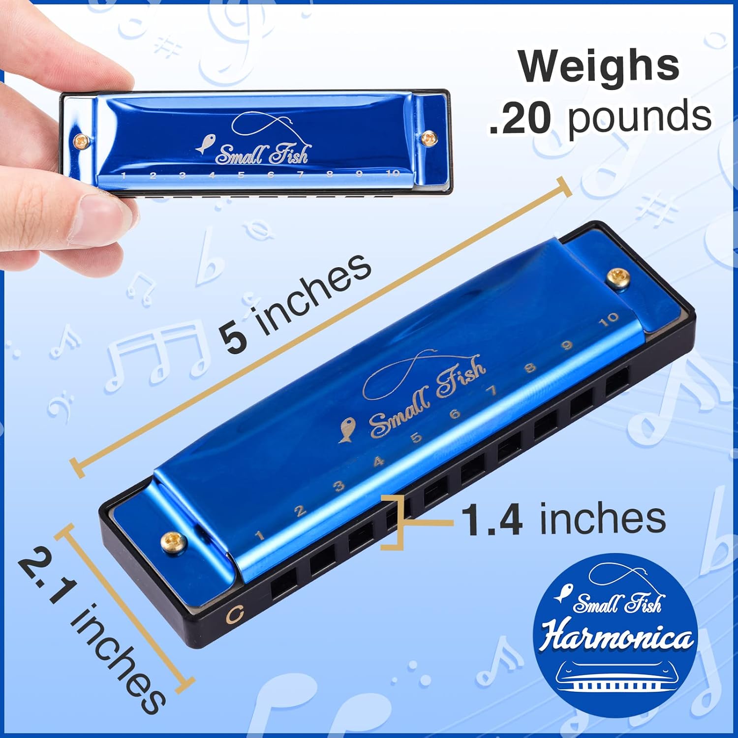 Harmonica for Kids Toddlers and Adults, Beginners Blues Musical Instrument Toy with 10 Holes and 20 Notes, Stainless Steel Diatonic Key of C Mouth Organ Set, Easter Basket Stuffers, Birthday Gifts