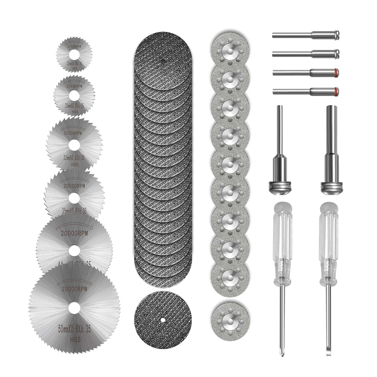 44PCS Cutting Discs Compatible with Dremel Rotary Tool, Includes Diamond, Resin, and HSS Blades for Precision Cutting of Metal, Plastic, Wood, and More – Rotary Tool Accessories