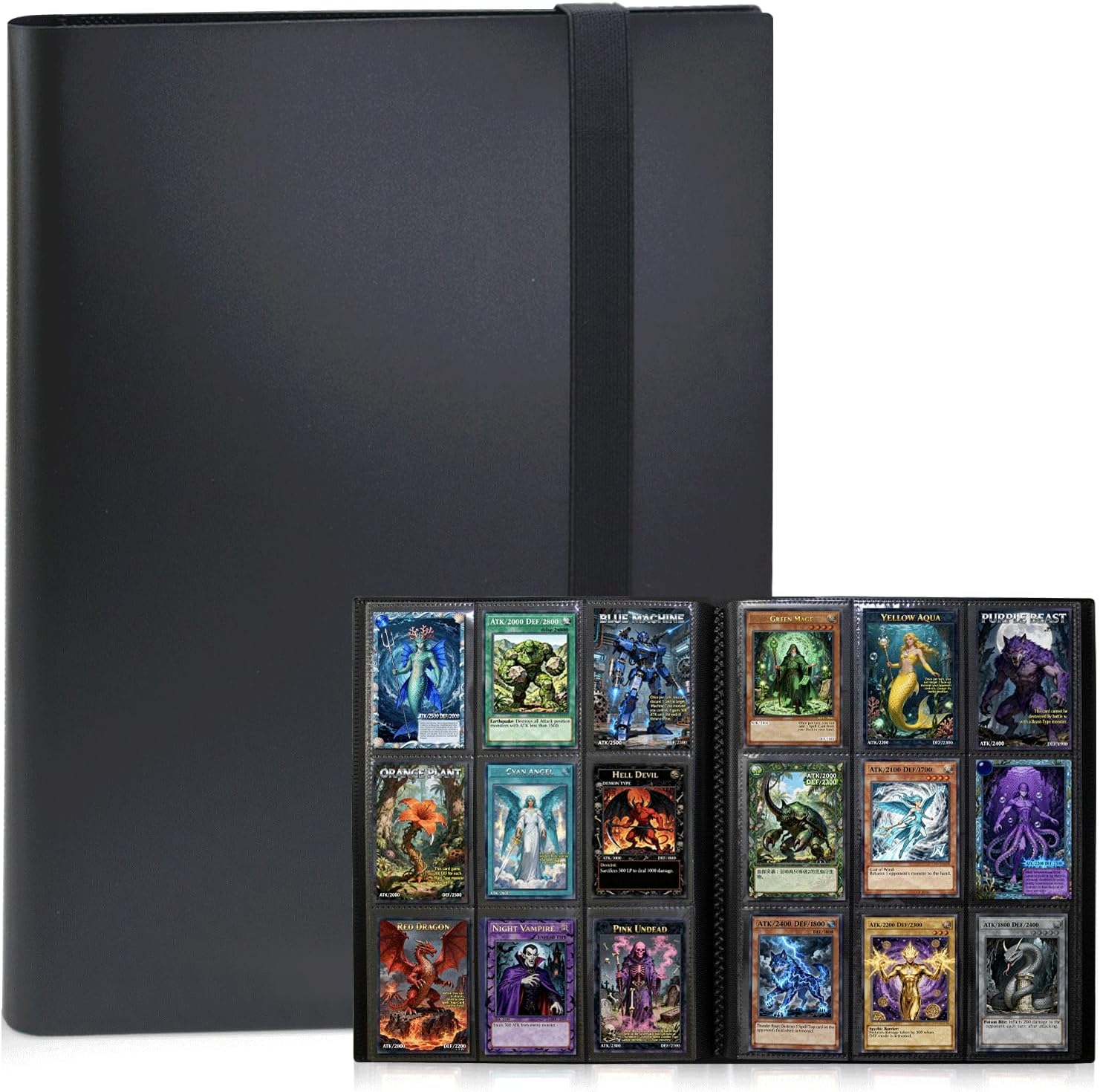 Trading Card Binder 9 Pocket, 360 Card Binder with Side-Loading Sleeves