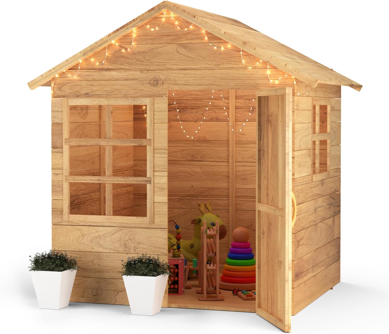 Big Game Hunters Evermeadow Wooden Playhouse with Floor - Outdoor Playhouse for Kids