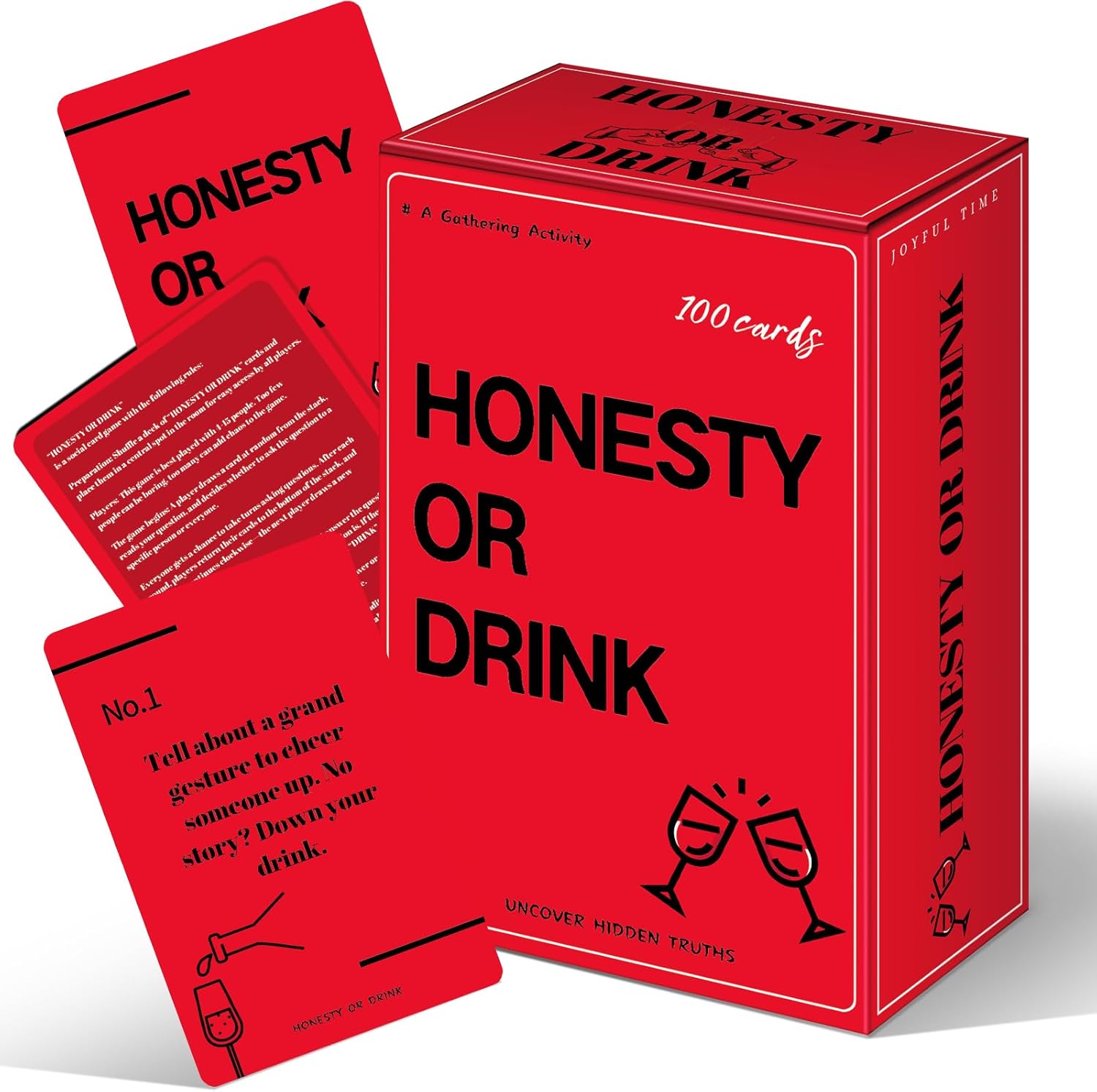 Poen Drinking Games Card Questions Challenges Fun Party for Adults Bachelorette Drinking Games Girls Night Christmas White Elephant Gift(Honesty or Drink)