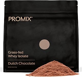 Promix Whey Protein Isolate Powder, Chocolate - 2.5lb - Grass-Fed & 100% All Natural - ­Post Workout Fitness & Nutrition Shakes, Smoothies, Baking & Cooking Recipes - Gluten-Free & Keto-Friendly
