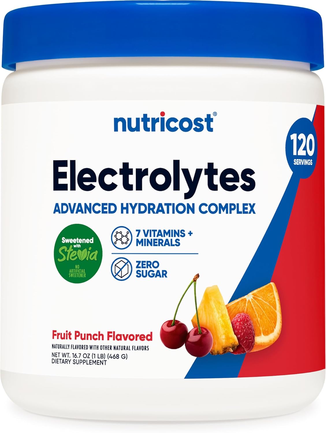 Nutricost Electrolyte Complex Powder (120 Servings, Fruit Punch) - Hydration Supplement Drink Mix with Vitamins and Minerals