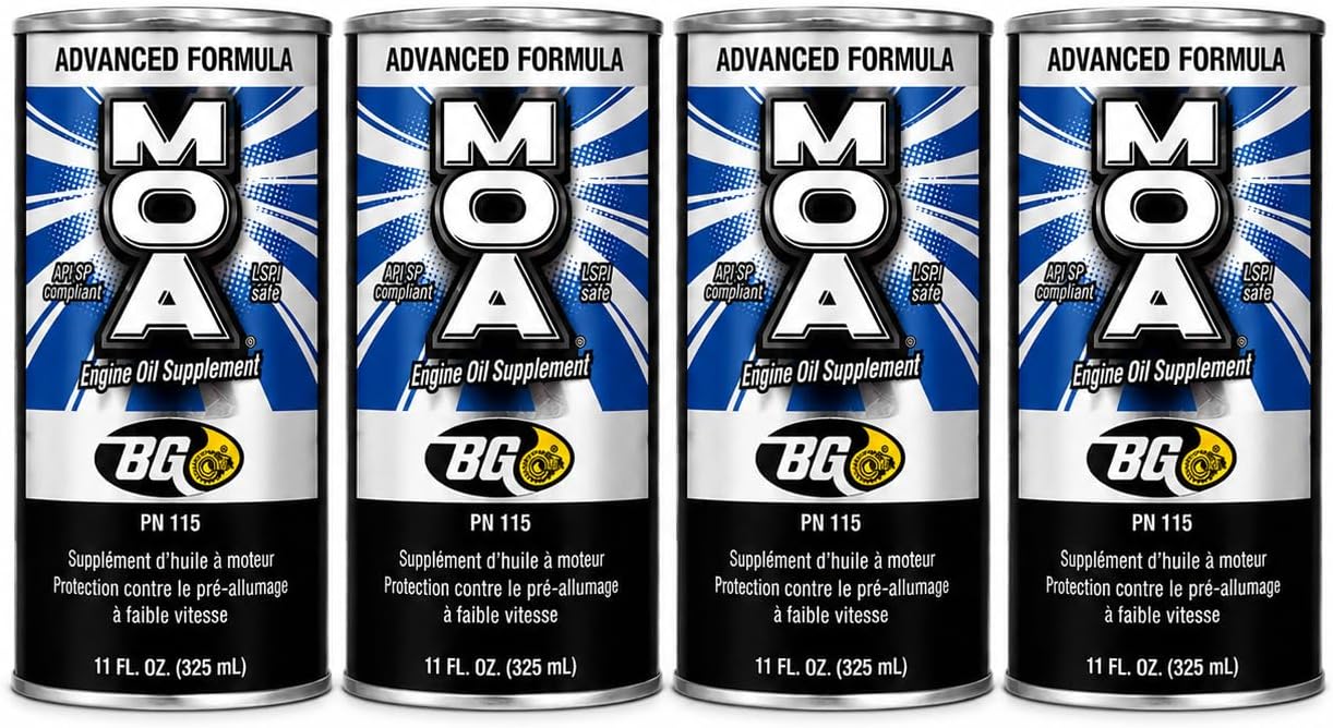 BG Advanced Formula MOA PN 115 Motor Oil Additive, Engine Oil Supplement, 11 fl oz Cans, Pack of 4