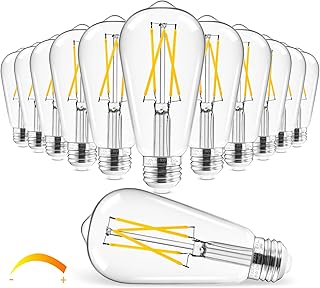 Hizashi Vintage LED Edison Bulb Dimmable, 6W Equivalent 60W, 3000k Soft White, E26 Base Led Light Bulbs, 700LM, High CRI 95+ Eye Protection, Clear Glass, Pack of 12