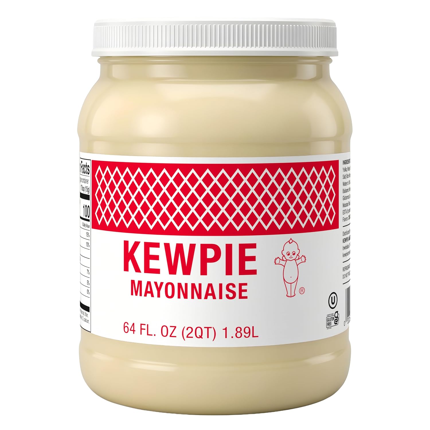 Kewpie Mayonnaise, USA Japanese Style, Cage Free Gluten Free, 64 oz Bulk | Bulk Japanese-style mayonnaise, cage-free eggs, gluten free, kosher, great for foodservice, sandwiches and dips