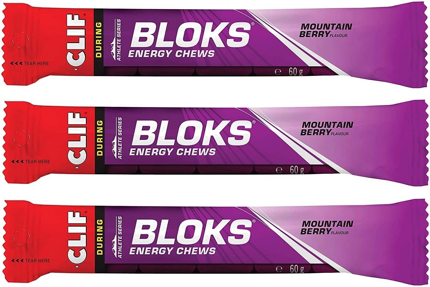 ‎‎CLIF Bar Bloks Energy Chews Mountain Berry - Sports Supplements, 60 g (Mountain Berry- 3 Packs)