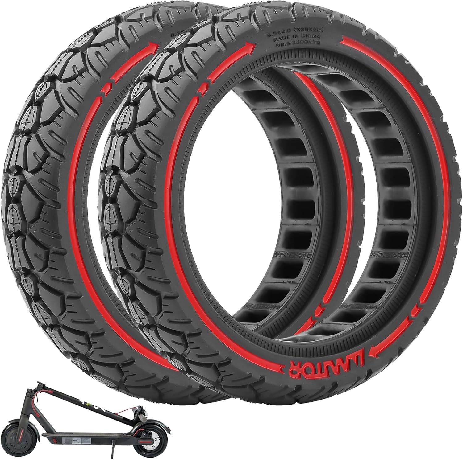 8.5 x 2.0 (230 x 50) Solid Rubber Tyres 8 2/1 x 2.0 Replacement Tyres 50/75-6.1 Tyres E Scooter Solid Tyres for Xiaomi Pro 2/M365/M365 Pro/1S/MI 3/3 Lite/Essential Electric Scooter Replacement