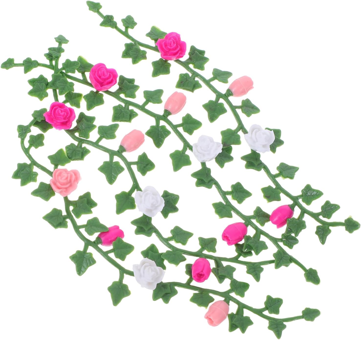 TOYANDONA 1 Set Miniature Rose Vine Artificial Flower Vines Lifelike Mini Plants for Dollhouse Garden Simulation DIY Garden Ornament Miniature Landscape Decoration Plastic