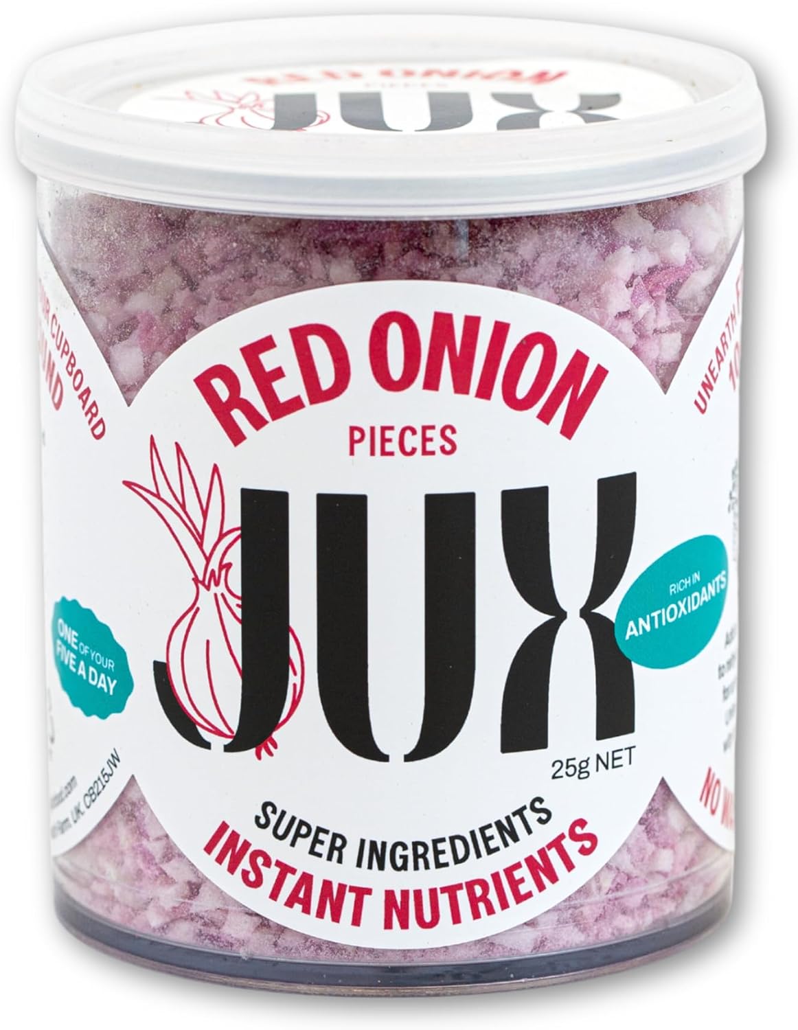 JUX Freeze-Dried Red Onion | 100% Natural & Nutrient-Rich | Rehydrates Instantly for Cooking, Sauces & Garnishing | Long Shelf Life | Equals 300g of Red Onion | No Additives, Vegan (25g)