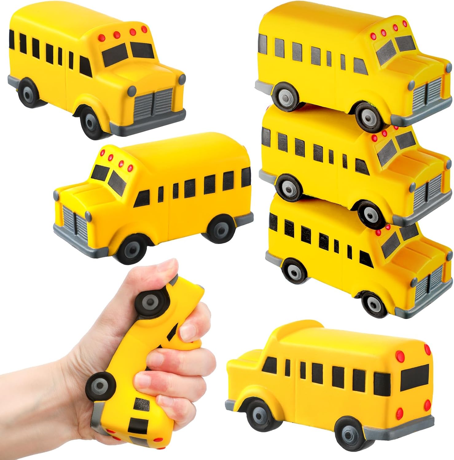 6 Pcs School Bus Stress Toy Yellow Bus Stress Ball Funny Toy Anxiety Relief Foam Squeeze Balls Back to School Supplies for Teacher Classrooms Prize Party Favor Birthday Gifts
