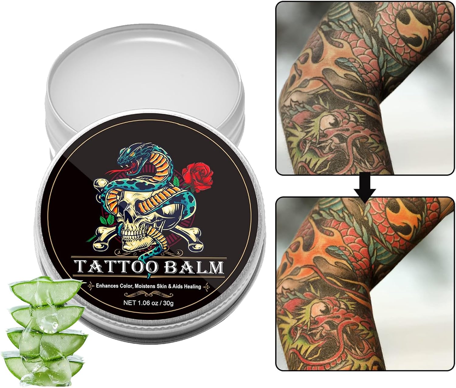 Tattoo Aftercare Body Butter - Tattoo Aftercare Butter Balm - Tattoo Aftercare Cream for Moisturizing，Nourishing，Color Enhancement - Natural Organic Tattoo Butter - Old & New Tattoo Butters