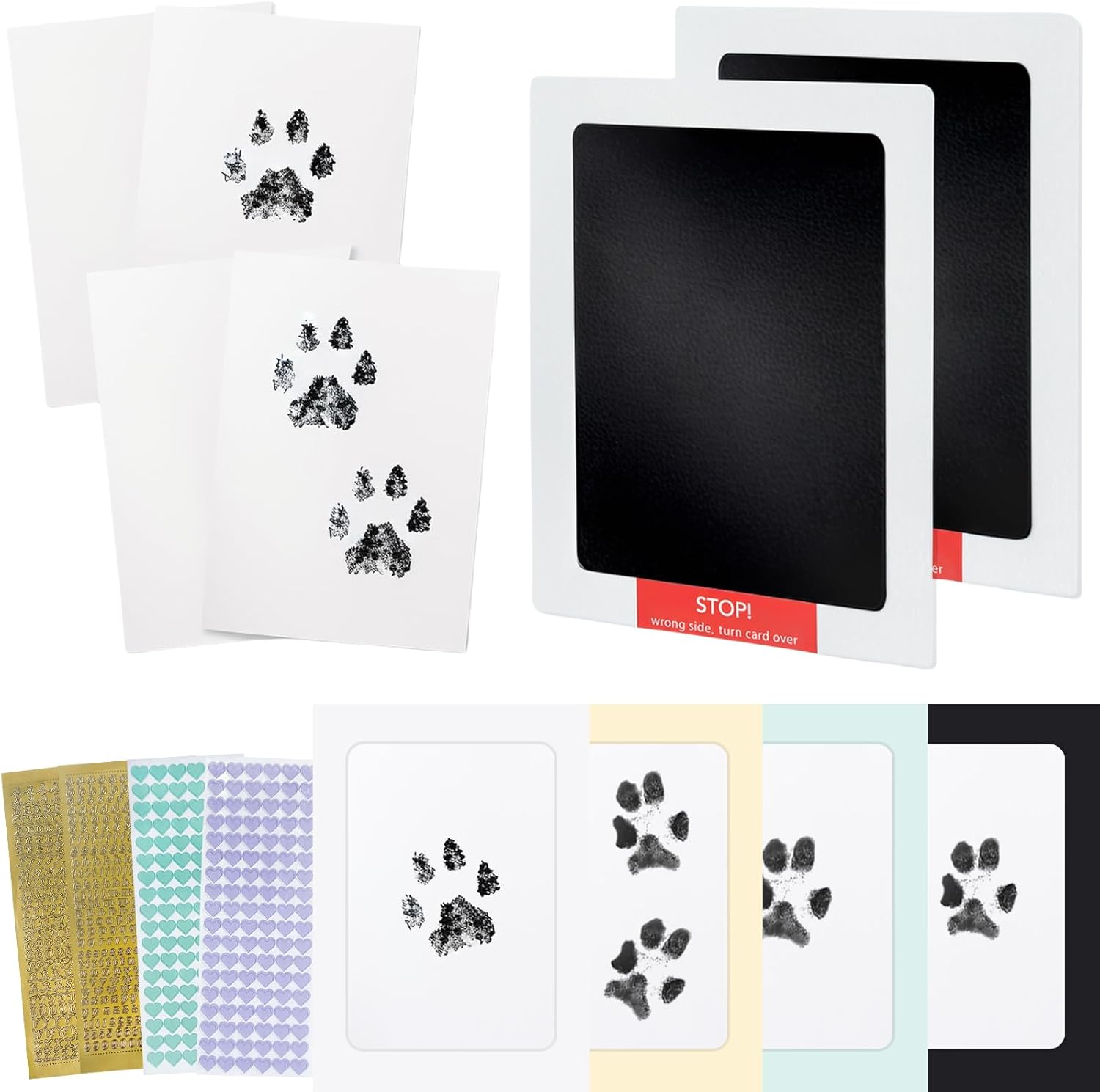 Tuhangcc Paw Print Clean Touch Ink Pad Kit for Dogs and Cats, Pet Owner Keepsake, Inkless Paw and Nose Print Impression Set with Colorful Photo Frames and DIY Gifts(2Pack Memorials Assortment)
