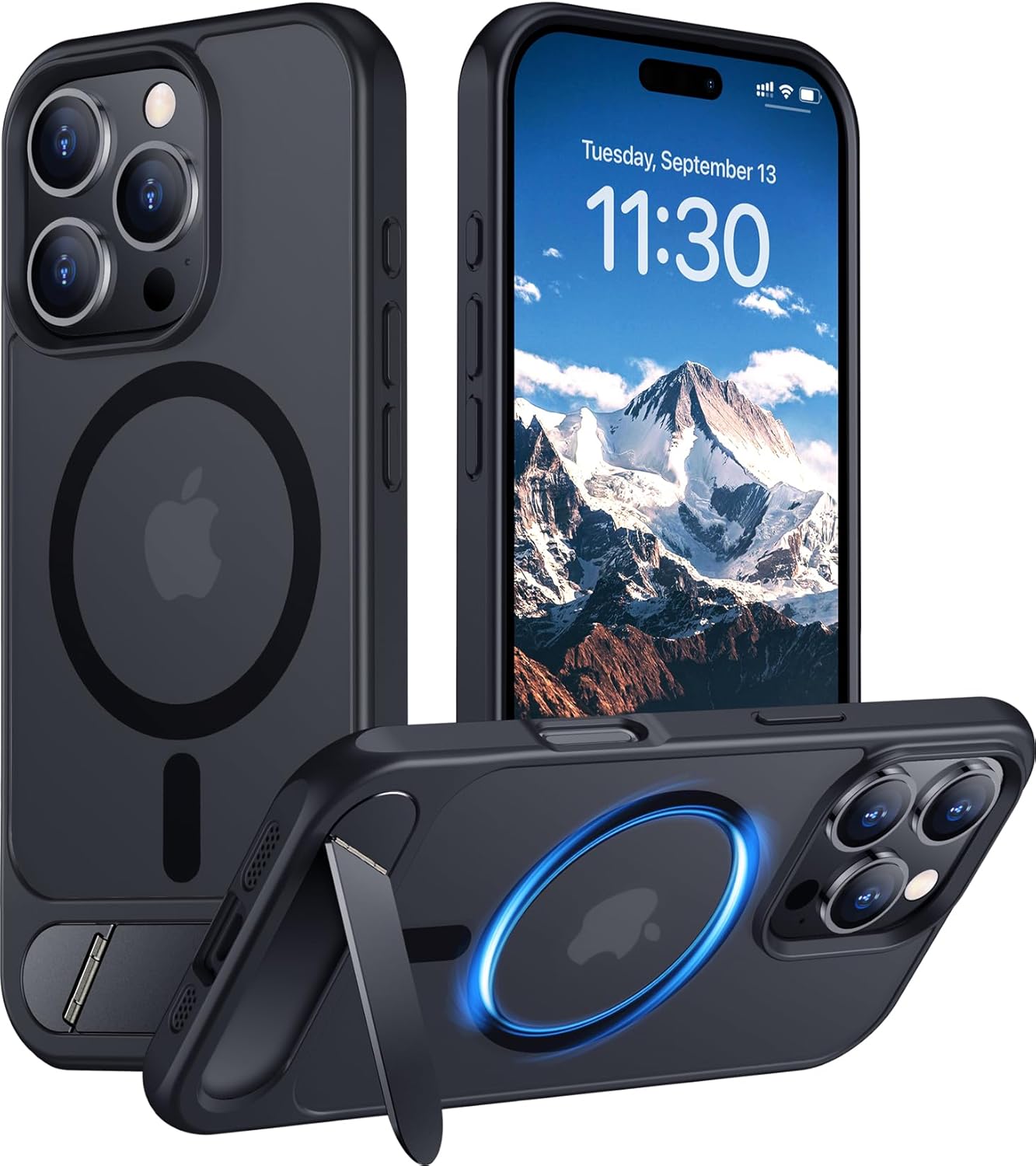 Temdan Magnetic Compatible with iPhone 16 Pro Case, [Built-in Invisible Kickstand][Compatible with MagSafe] [Military Grade Shockproof] Slim Translucent Matte Phone Case for iPhone 16 Pro 6.3"