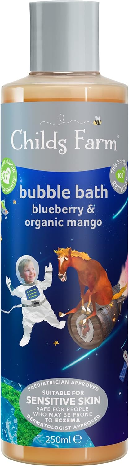 Childs Farm | Kids Bubble Bath 250ml| Blueberry & Organic Mango | Gently Cleanses & Soothes | Suitable for Dry, Sensitive & Eczema-Prone Skin