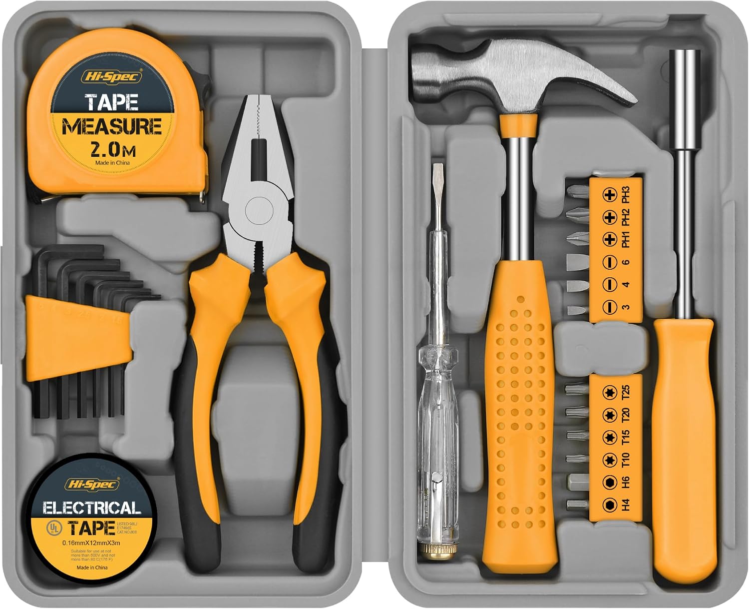 Hi-Spec 24pc Small Hand Tool set, DIY Tool Kit for Repairs